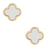 Gold-Dipped Clover Post Earring white