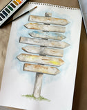 Personalized Directional Watercolor art