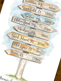 Personalized Directional Watercolor art
