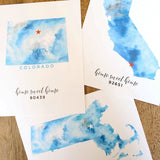 Personalized State/Zip code Home Sweet Home Watercolor Print