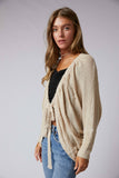 Tie Front Beige Cardigan