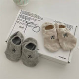 Bow Knit Boat Socks White