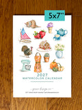 2027 Watercolor Calendar - 5x7"