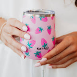 Subtle Strawberry WINE TUMBLER Cup: Pink