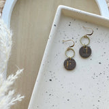 Earrings - drop round loops - Granite