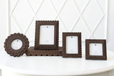 Wood scallop photo frame for 4x4 pic, espresso - 17020