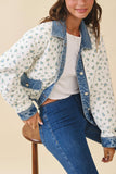 Floral Quilted Denim Trim Jacket