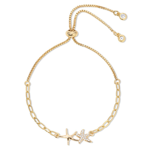 Double Starfish Pulley Bracelet: Gold