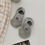 Bow Knit Boat Socks White