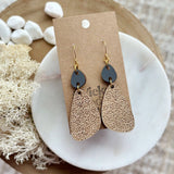 Earrings: gray and beige geometric drop