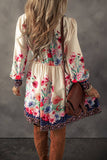 Floral Print Buttoned Shirt Mini Dress