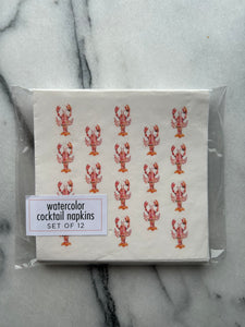 Lobster Pattern Cocktail Napkins - set of 12