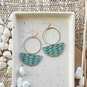 Earrings: gold circle drop - Sage Braid