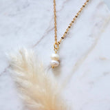 Double Pearl Drop Necklace