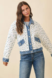 Floral Quilted Denim Trim Jacket