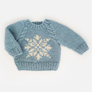 Snowflake Surf Blue Crew Neck Sweater for Baby & Toddler: 6-12 months