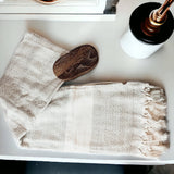Decorative Throw Blanket or Towel w Tassels, Cotton & Bamboo: Haley Light Gray