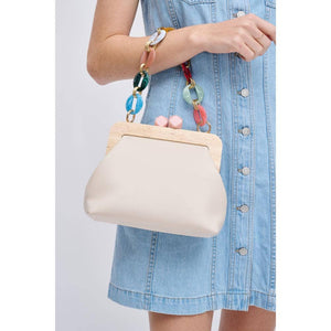 Ivory Evening Bag with colorful chain