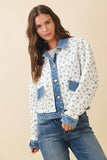 Floral Quilted Denim Trim Jacket