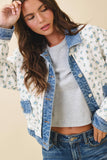 Floral Quilted Denim Trim Jacket