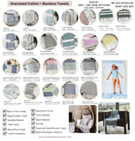 Decorative Throw Blanket or Towel w Tassels, Cotton & Bamboo: Haley Light Gray
