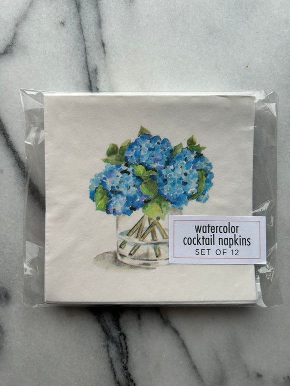 Hydrangea Cocktail Napkins - set of 12