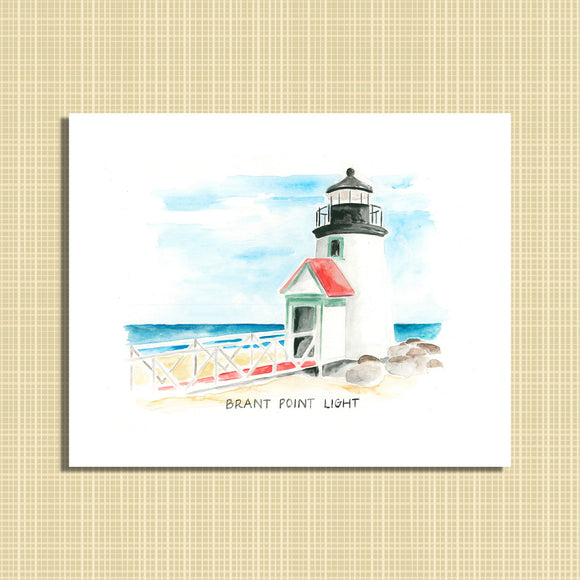 Brant Point Lighthouse Watercolor print