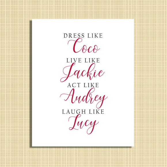 Coco, Jackie, Audrey & Lucy print