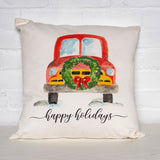 Red Truck watercolor pillow