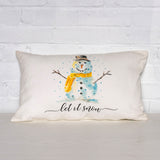 Snowman Let it Snow watercolor pillow