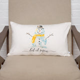 Snowman Let it Snow watercolor pillow