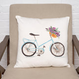 Blue Bike watercolor pillow