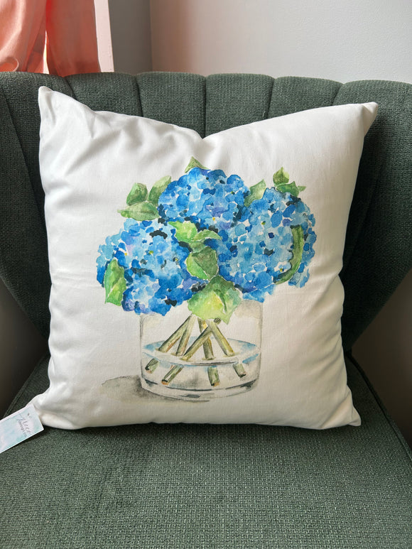 Hydrangea watercolor pillow