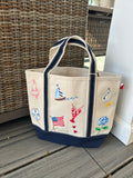 Hand Painted Mini Canvas Tote - Iced Coffee with Hearts (Copy)