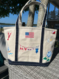 Hand Painted Medium Canvas Tote - multi summer