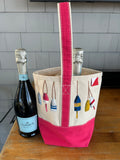 Hand Painted Canvas Wine Tote - Buoys