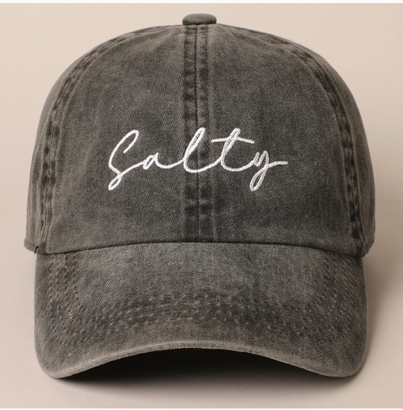 Salty Lettering Embroidery Baseball Cap