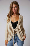 Tie Front Beige Cardigan