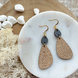 Earrings: gray and beige geometric drop