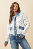 Floral Quilted Denim Trim Jacket