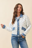 Floral Quilted Denim Trim Jacket