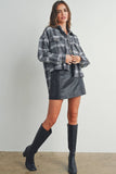 Gray high-low flannel jacket