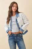 Floral Quilted Denim Trim Jacket