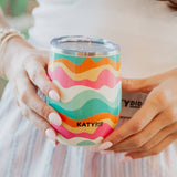 Neon Abstract Colors Stainless Steel Wine Tumbler: Yellow