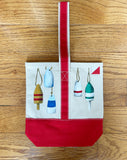 Hand Painted Canvas Wine Tote - Buoys