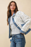 Floral Quilted Denim Trim Jacket