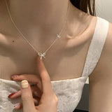Double Bow Tie Bowknot Necklace in 925 Sterling Silver