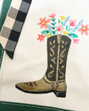 Hand Painted Large Canvas Tote - Cowboy Boot & Flowers