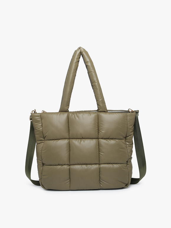 Puffer Hobo w/ Strap: Olive