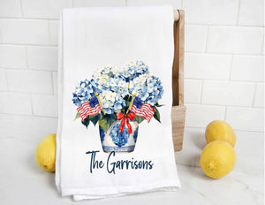 Chinoiserie Hydrangea Tea Towel